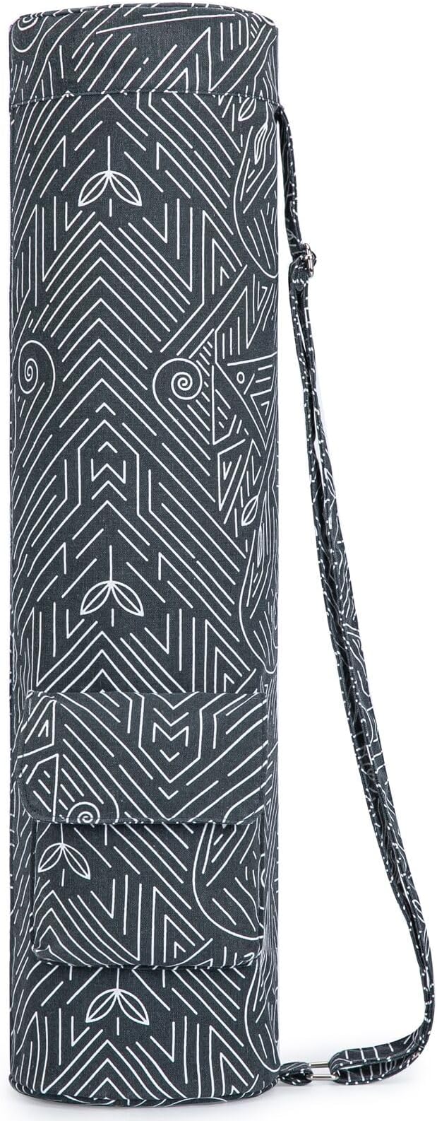 Canvas Yoga Mat Bag with Adjustable Strap & Pockets, Full-Zip Travel Gym Tote for Women & Men, Fits 1/4" & 1/3" Thick Mats, Lightweight Carrier for Yoga, Studio, Workout, Outdoor Use