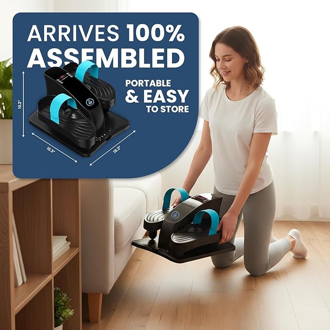 Under Desk Elliptical Machine – Electric Seated Pedal Exerciser for Seniors & Adults, Quiet Ellipse Leg Exerciser with 12-Speed Corded Electric Control, Remote, LCD Foot Pedals for Home Office Workout