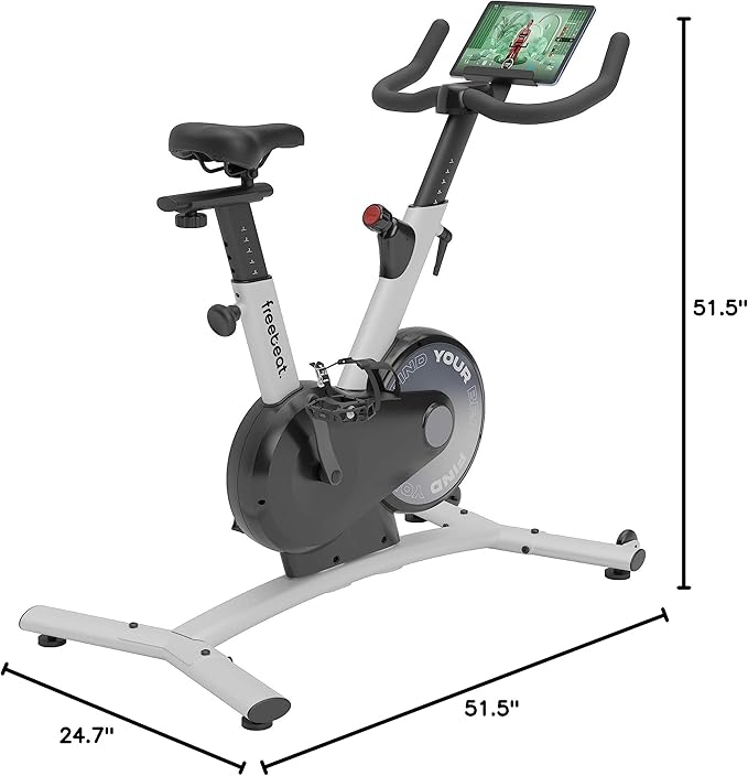 Freebeat Boom Basic Smart Indoor Cycling Bike, Swiss Design Space-Saving Exercise Bike for Home, Auto Resistance, Bluetooth, Gamified Rides with Expert Instructors