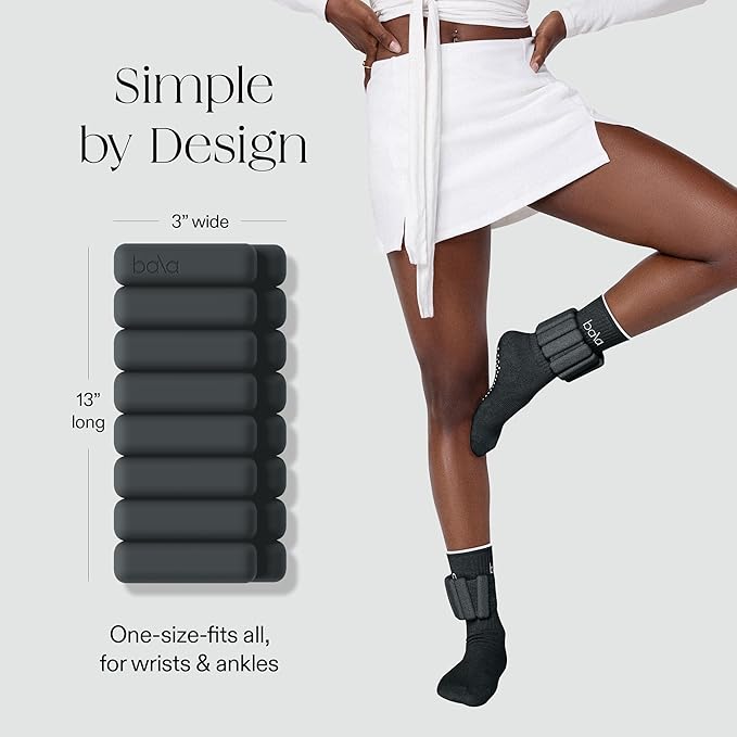Bala Bangles Wrist & Ankle Weights for Women & Men - Adjustable Weighted Bands - Soft Silicone Arm & Leg Weights for Pilates, Yoga, Walking, Barre, Home Workout & Strength Training Exercise