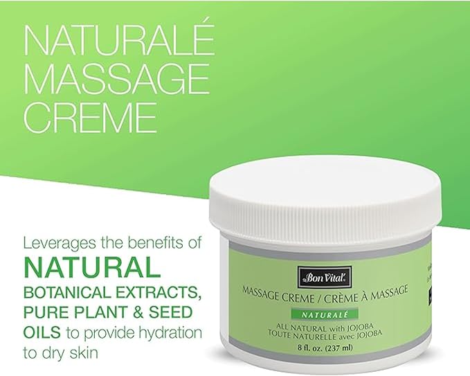 Bon Vital' Naturale Massage Crème, 5 Gallon Pail, Unscented Massage Cream for Massage Therapy, Natural Botanical Formula, Water-Dispersible, Paraben & Nut Free, Smooth Skin Moisturizer