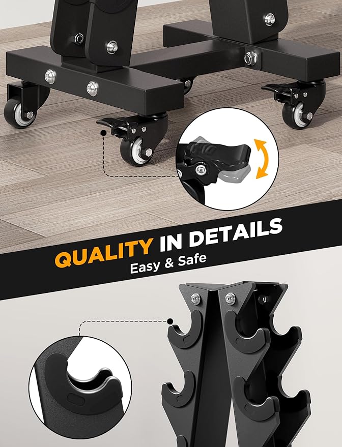 YOLEO Dumbbell Rack - 3 Tier & 5 Tier Compact Weight Rack for Dumbbell, Kettlebell, Barbell, Heavy Duty Weight Storage Organizer, Space-Saving Dumbbell Storage Stand Holder for Home Gym - 1100LBS Capacity (Rack Only)