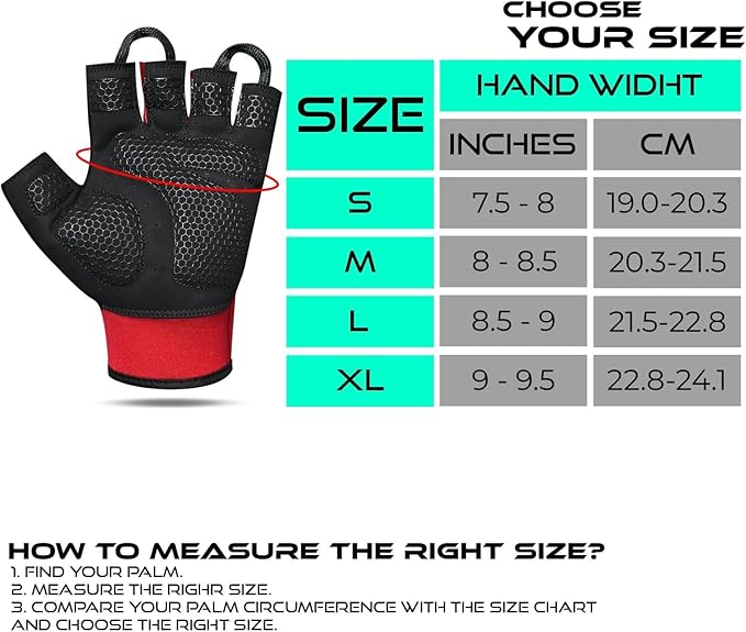 BEAST RAGE Workout Gloves for Men, Durable Palm Grip Gym Gloves Women Half Finger Elasticated Training Weight Lifting Strength Bodybuilding Anti Slip Cycling Gloves Exercise