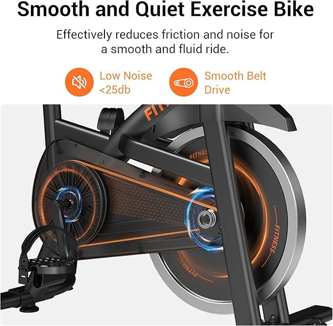 CURSOR FITNESS Exercise Bike, Brake Pad Stationary Bike for Home with Exclusive App, Stationary Bikes for Home with 300 lb Weight, Indoor Cycling Spin Bike Workout Bike with Extra Comfort Seat