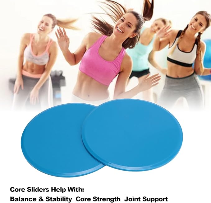 PerGar 2pcs Core Sliders, Exercise Core Sliders, Compact Dual Sided Gliding Discs, for Full Body Workout Fitness Home Exercise Equipment Round