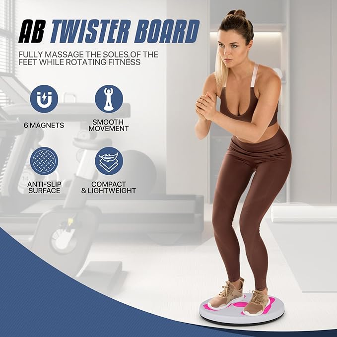 MADOG Ab Twister Board with 6 Magnets, Waist Twisting Disc for Aerobic Exercise, Reflexology & Core Workout Disc for Slimming & Strength Training
