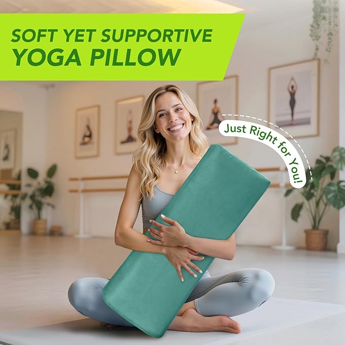 Wellsin Rectangular Yoga Bolster - Meditation Pillow with Washable Suede Cover, 27"X10" X5.5"