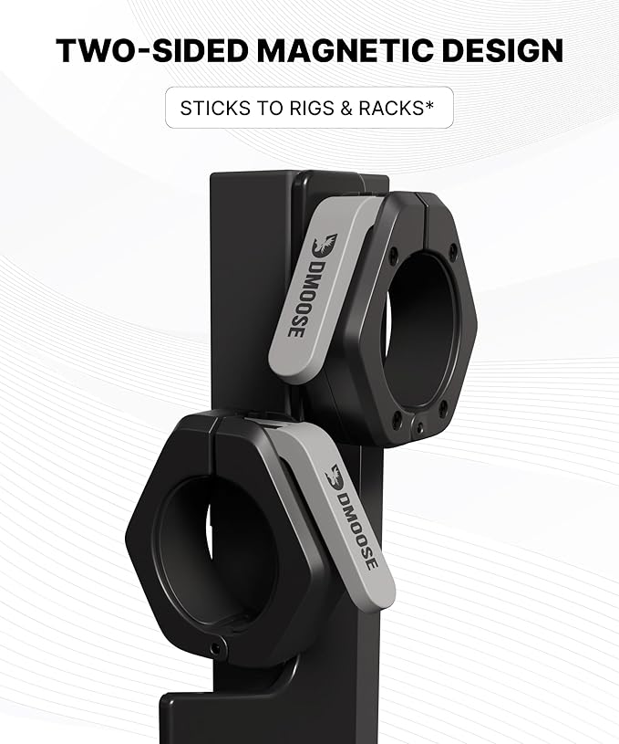 DMoose Fitness Barbell Clips 2 Inch (Pair) - Quick Release Olympic Barbell Clamps & Collars with Anti Slip TPR Grip for Secure Weightlifting and Powerlifting - Weight Clips for Bars at Home or Gym