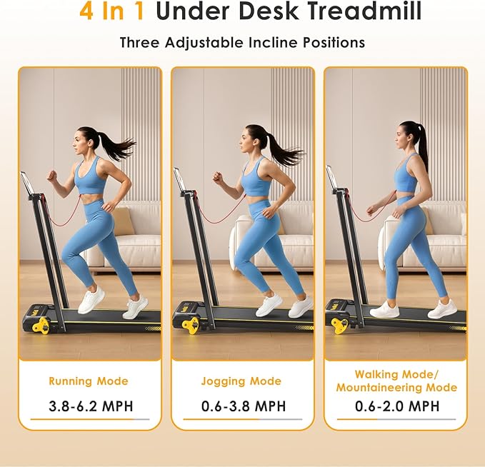 Walking Pad with Incline Portable Treadmill with Handle Bar for Home Office Under Desk Use Small Space Treadmill