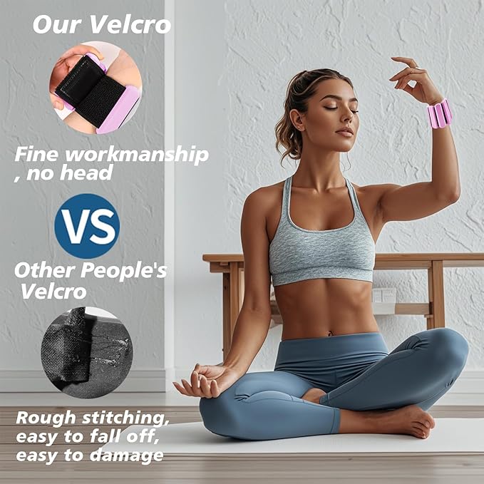 Wrist and Ankle Weights for Women & Men 2 Pack (1lb Each), Adjustable Silicone Wearable Arm & Leg Weights for Pilates, Gym, Yoga, Cardio, Strength Training