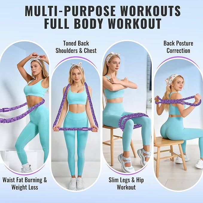 Soft Hula Hoop for Adults 3.3lb Weighted Hula Hoops for Women Weight Loss Pilates Equipment Infinity Hoop Soft Spring Weighted Hoop for Adults Women Beginners Kids Home Travel Gym