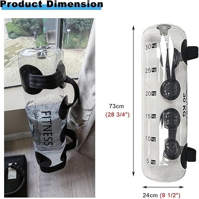 Portable Workout Water Bag Folding, Home Gym Weight Dumbbells Training Equipment, Clear Yoga Sandbag Tool with Pump, 10-35 Kg Sport Weights Bag (Color : 30kg)