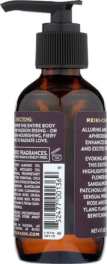Aphrodisian Fire Massage & Body Oil Full Body Senual Massage Oil All Natual Organic Avocado and Almond Oil Pure Essential Sandalwood, Rose, and Patchouli Oil
