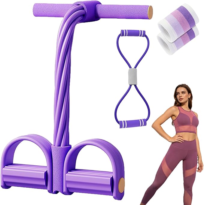 Upgrade 8 Tube Pedal Resistance Device, Pedal Resistance Band with Handle, Fashion Puller Exercise, Detachable and Adjustable Multifunction Fitness Bands for Abdomen, Waist, Arm, Leg
