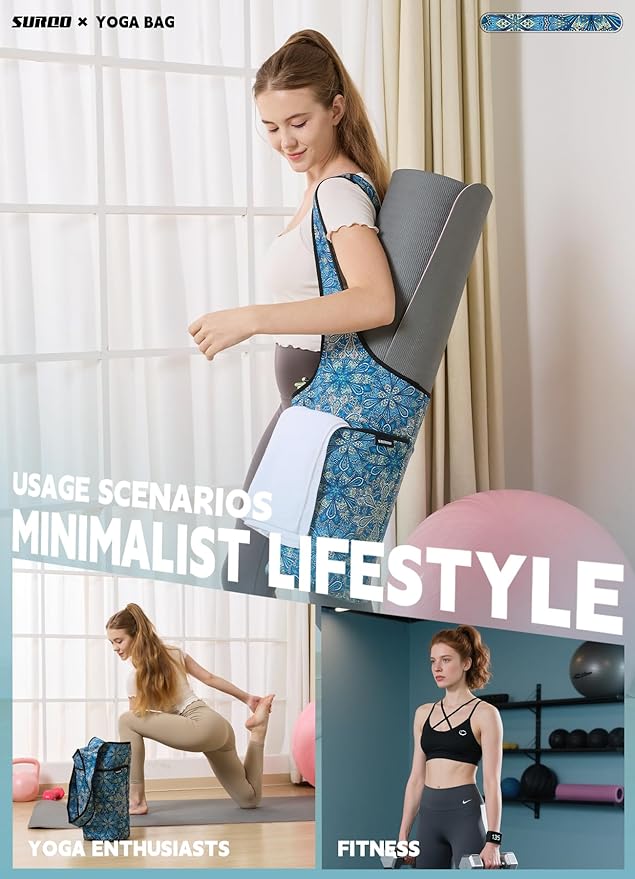 Yoga Mat Bag – Neoprene, Lightweight, Spacious Carrier, Large Zipper Pocket, Ideal for Gym Yoga & Fitness Mats