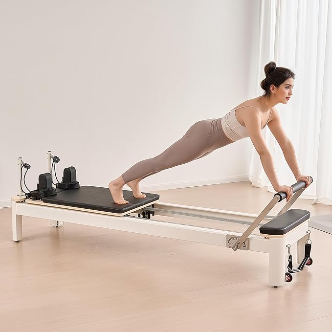 VEVOR Pilates Reformer Machine, Pilates Workout Equipment for Home Gym Studio Use, Pilates Reformer with Sitting Box and Jumpboard，fit for Beginners & Advanced Users