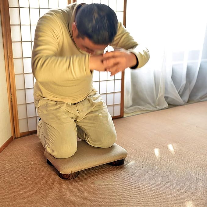 Solid Wood Meditation Bench, Japanese Kneeling Stool,Dharma Meditation Bench, Soft Solid Wood Bag Foot Stool