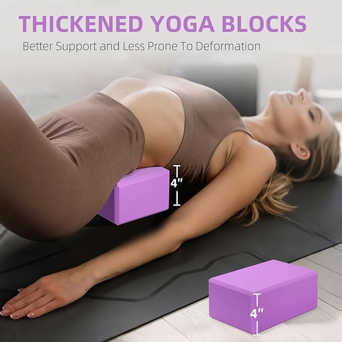 1 Pack Large Foam Yoga Blocks 9x6x4 Inches, Sturdy Pilates Block, Workout Block, Non Slip Surface Yoga Brick for Pilates Meditation, Stretching and Toning, Pink