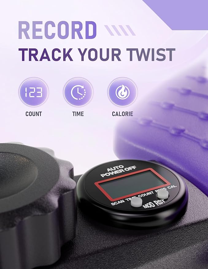 Waist Twister Machine with Smart Digital Counter and Resistance Bands 300 Lbs Capacity, Noiseless Ab Twister Board for Home Exercise, Fitness Equipment Ideal for Women to Burn Belly Fat and Tone Body