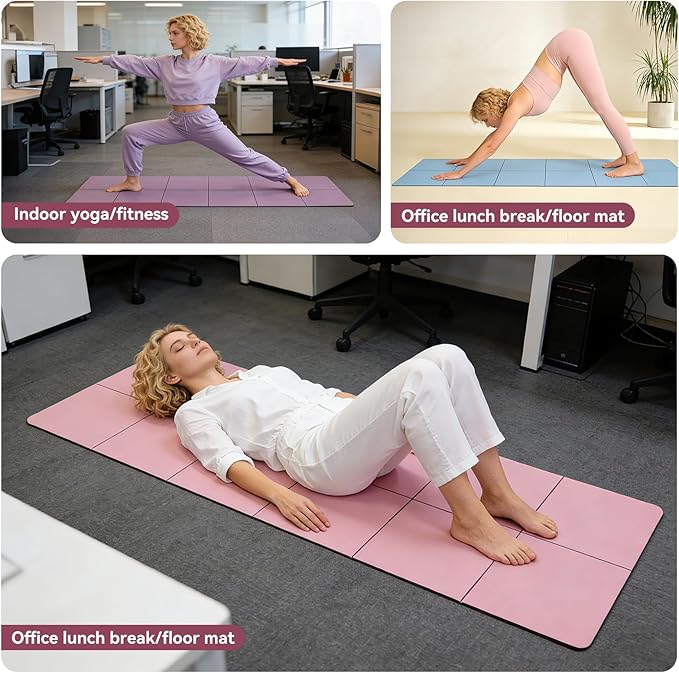 Foldable Travel Yoga Mat 72"x24"x0.24", Lightweight Non Slip Exercise Mat, Portable Folding Workout Mat for Yoga, Pilates, Stretching, Home Gym, Outdoor Fitness & Travel