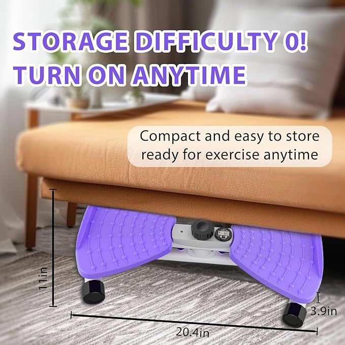 Twisting Waist Machine, Twist Board for Exercise, 300 lbs Weight Capacity, Noiseless Ab Twister for Home Gym Equipment for Women/Men, Track Time, Reps, Calories with Digital Display (Purple)
