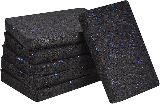 uxcell Treadmill Mat-4.7"x3.2" Exercise Equipment Mat for Floor Protection Sound Reduction, Black Blue 6Pcs