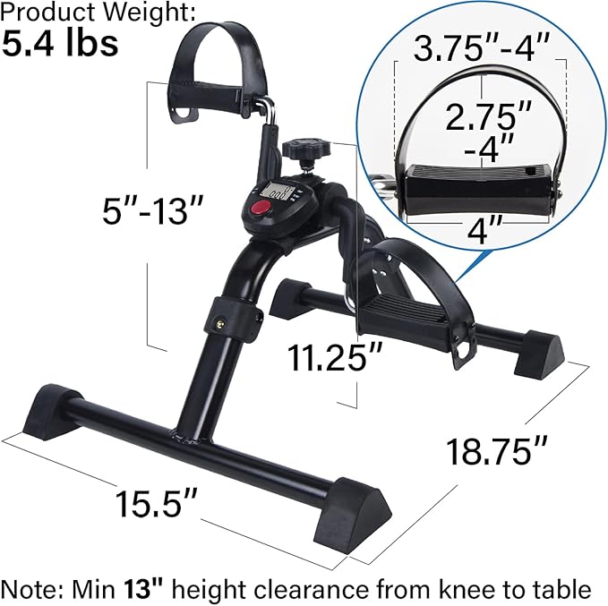 Vaunn Medical Under Desk Bike Pedal Exerciser with Electronic Display and Vaunn Medical Memory Foam Knee Pillow and Leg Positioner Cushion Bundle