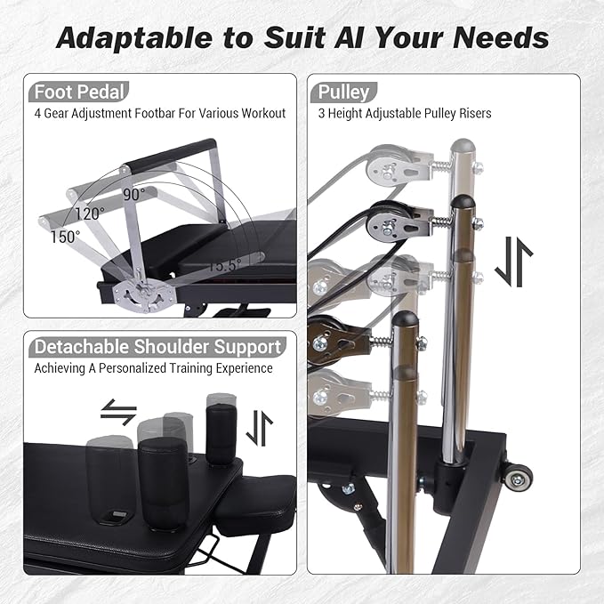 Foldable Pilates Reformer Machine for Home Use,Pilates Bed with Adjustable Springs, Compact Reformer for Studio Apartment & Gym, Ideal for Beginners to Advanced