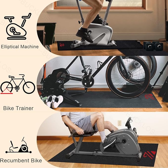 BUCKLOS Treadmill Mat for Hardwood Floors/Carpet/Tile 6mm Thick - Exercise Equipment Mats for Peloton/Nordictrack Indoor Cycling Under Floor/Hard Wood/Concrete Protect