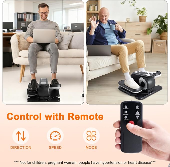 OLIXIS Under-Desk Elliptical Machine–Compact & Quiet Mini Pedal Exerciser with Adjustable Speed, LED Display, Portable Fitness Solution for Home or Office Workouts