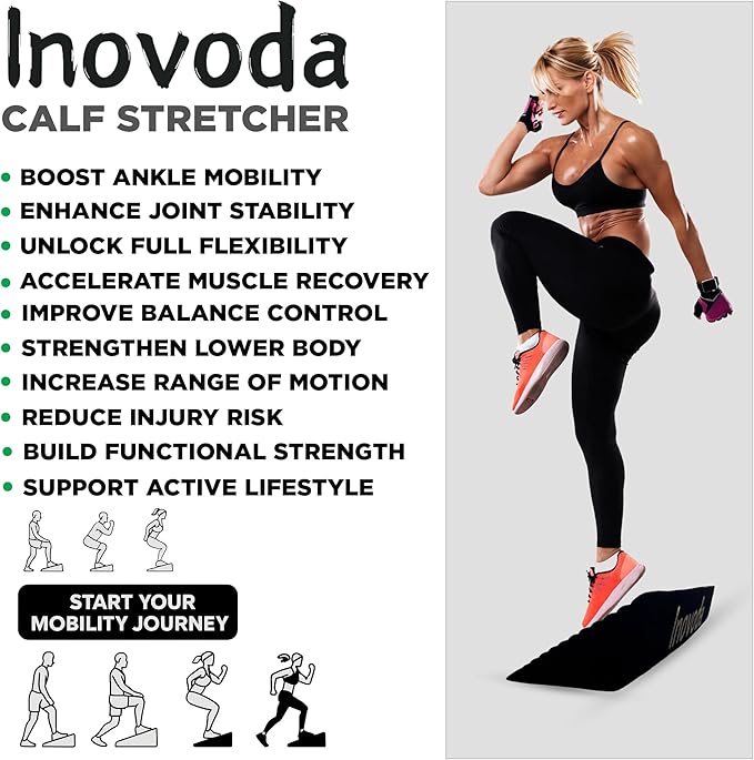 Slant Board for Calf Stretching | Achilles Stretch Board, Ankle Balance Board & Ankle Exerciser Strengthener for Relief of Plantar Fasciitis, Achilles Tendonitis & Calf Tightness | Calf Stretcher with 5 Resistance Bands & Carry Bag