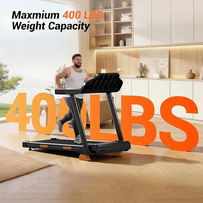 UMAY Treadmills for Home with Incline, 7-Layer Shock-Absorbing Foldable Treadmill with Led Screen & Handle Bar Up to Large Capacity, Powerful Walking Pad Treadmill Lower Noise