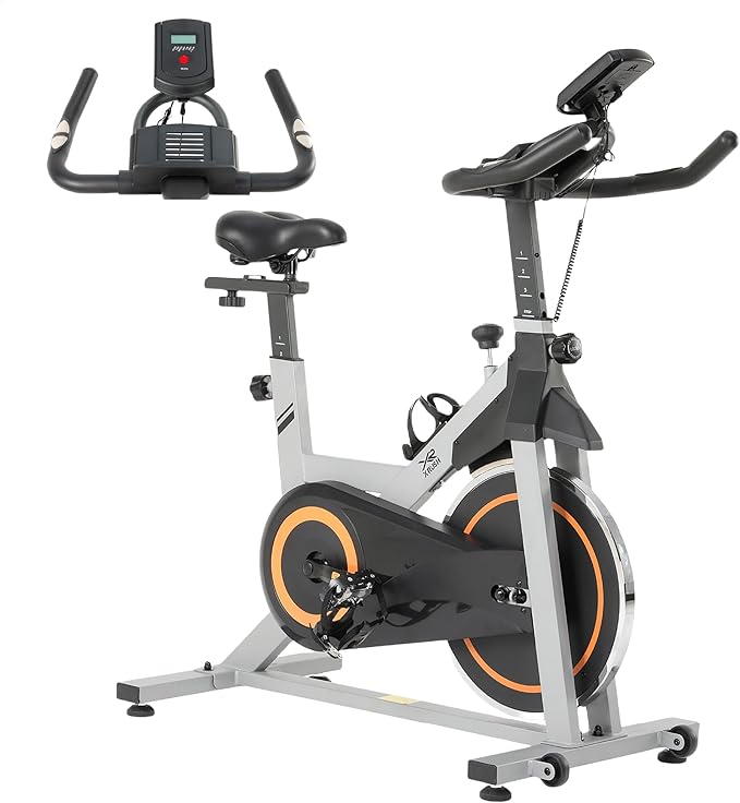 Stationary Exercise Bike for Home, Indoor Cycling Bike with Silent Belt Drive, Adjustable Seat & Resistance, LCD Display, iPad Holder, 264 LBS Weight Capacity