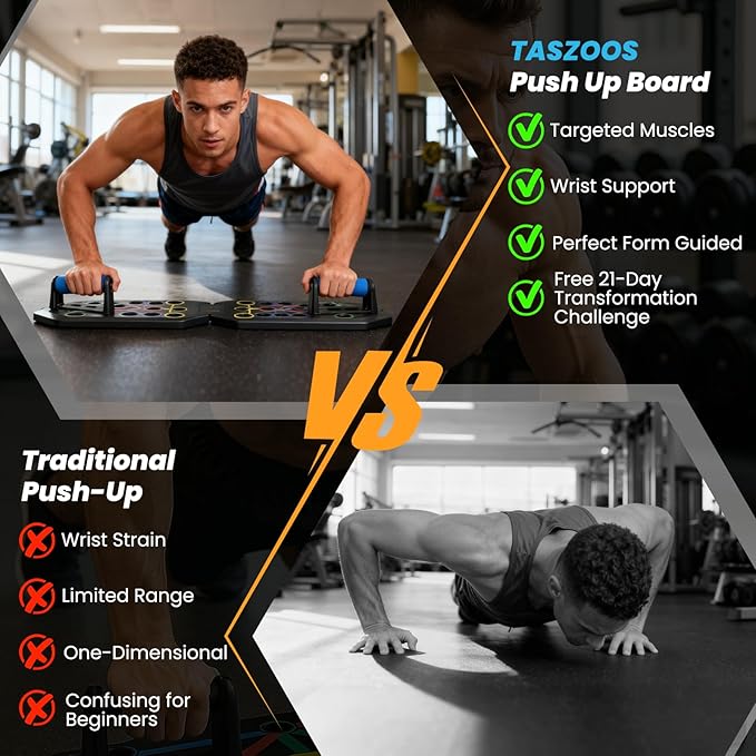 Push Up Board Fitness - Portable Foldable Pushup Board - 20 in 1 Push Up Bar at Home Gym - Strength Training Equipment for Men and Women