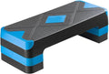 Aerobic Exercise Step Platform, 28-Inch Workout Aerobic Stepper, Height Adjustable Fitness Training Step Deck Trainer with 4 Risers, Non-Slip Surface Bench for Home Gym Cardio Strength, Blue