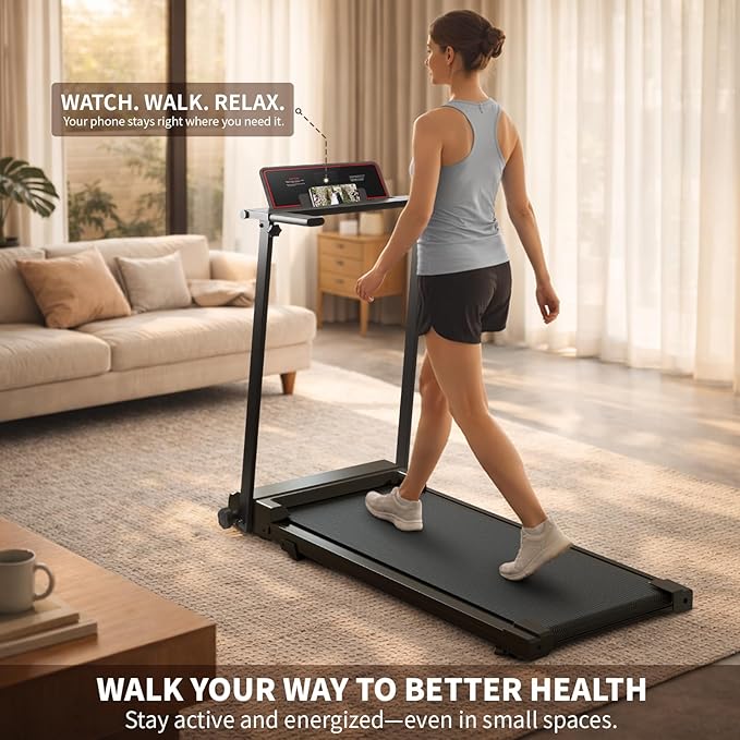 STRIDEMAX Quiet Folding Treadmill with Manual Incline, 2.5HP Under Desk Walking Pad, Basic LED Display, Shock Absorption, Space-Saving Fitness Equipment for Small Apartments - Joystride Series