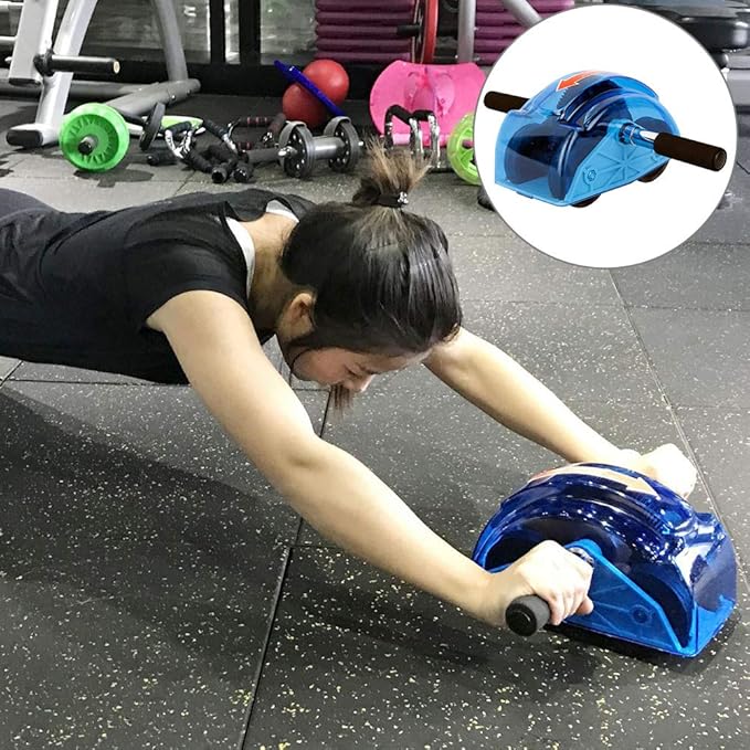 Ab Roller for Abs Workout Abdominal Exercise Rollers, Abdominal Roller 4 Wheels Ergonomic Grip for Core Strength Training Exercise for Home and Gym Use
