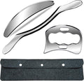 Professional Muscle Scraper Set, 3pcs Stainless Steel Tools with Case, Manual Scraping Massage Therapy Instruments for Physical Therapy and Recovery