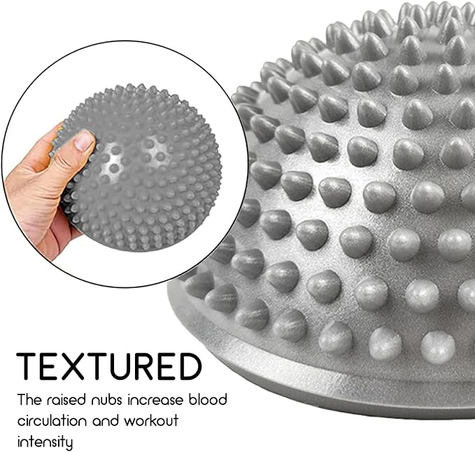 2 Pcs Hedgehog Balance Pods for Kids & Adults, Half Dome Pilates Ball Trainer with Hand Pump, Spiky Sensory Stepping Stones for Stability Training, Yoga, Gymnastics, Foot Massage & Motor Skills Development