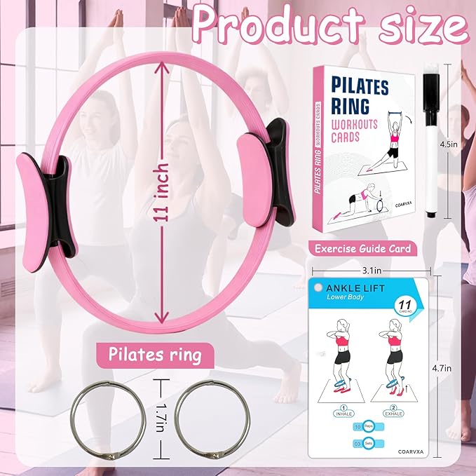 Pilates Ring Fitness Circle for Women - 15 Inch Magic Fitness Circle for Toning Inner & Outer Thighs, Bonus Pilates Equipment Thigh Master Guide.