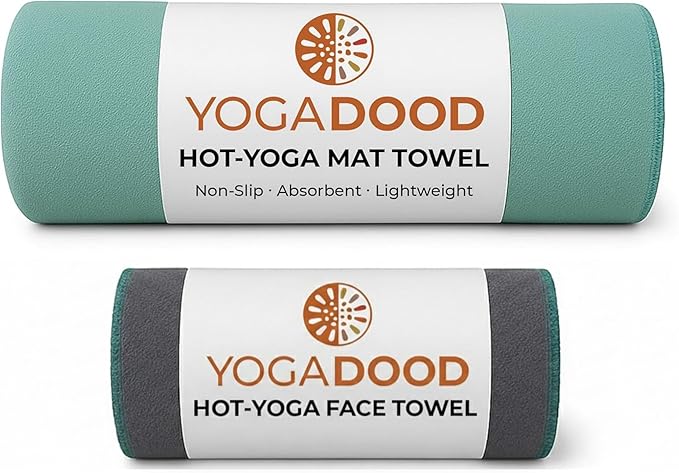 72" x 26.75" Long Hot Yoga Mat Towel Plus Compact Face Towel – Hot Yoga Essentials - Full Length, Absorbent, Microfiber Material for Workout, Gym - Pack of 2 Yoga Towels - Grip Improves with Sweat