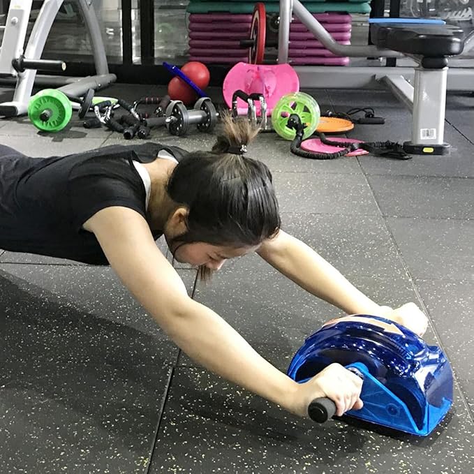 Balacoo Four-wheeled Ab Roller Fitness Equipment Blue with Gear Rebound Muscle Wheel Roller for Household Core Strength Training and Abdominal Exercise