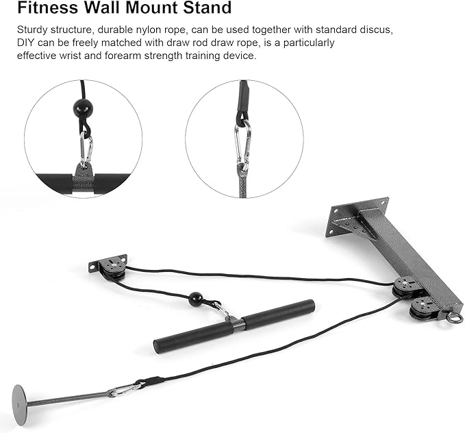 Acouto Wall Mount Fitness Pulley Attachment for Strength Training, Cable System for Home Gym Workout Equipment