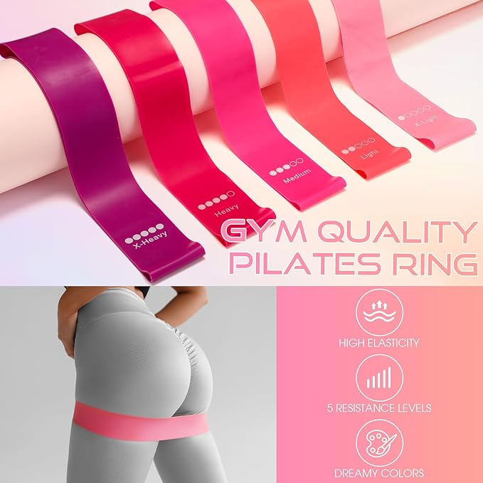 Home Pilates Essentials Kit for Women Pilates Equipment Set with Yoga Ball Resistance Band, Circle, Yoga Ring Circle Set for Beginners Home Workouts Legs Arms and Thighs