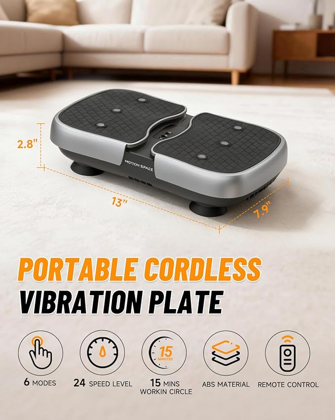 Portable Cordless Vibration Plate – Wireless, Rechargeable, 4 Speed Levels, for Body Massage, Relaxation & Circulation Boost