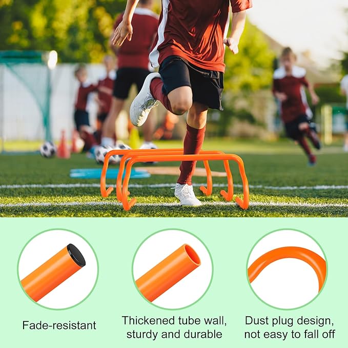 Agility Hurdles Training Equipment - 10 Speed Hurdles and 10 Soccer Cones with Carrying Bag for Soccer, Football, and Track Drills, Ideal for Athletes Speed and Agility Training
