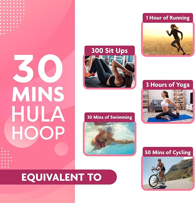 Hula Hoop Fitness Gear - Abs Workout, Weight Loss & Burn Fat (Smart Weighted Hula Hoops, Stomach Exercises),Pink,FE21440