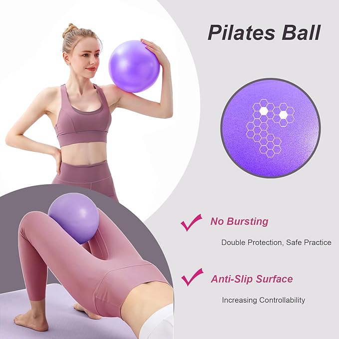 Pilates Ring and Ball Set 12 Inch Magic Circle Pilates Ring with 3 Resistance Bands Home Pilates Kit for Women Workouts Pilates Set for Beginners, Fitness Gift
