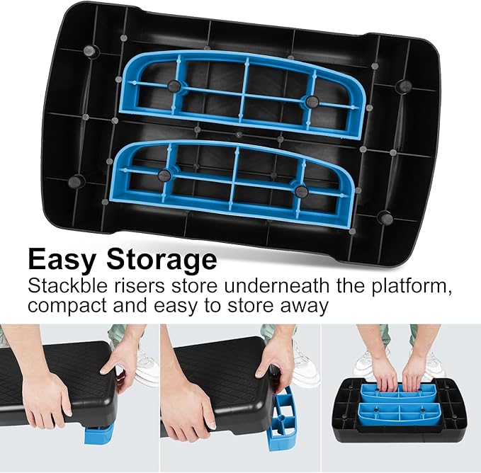 Exercise Workout Aerobic Step Platform Trainer, 18" Aerobic Stepper with 4"-6" Adjustable Height Risers