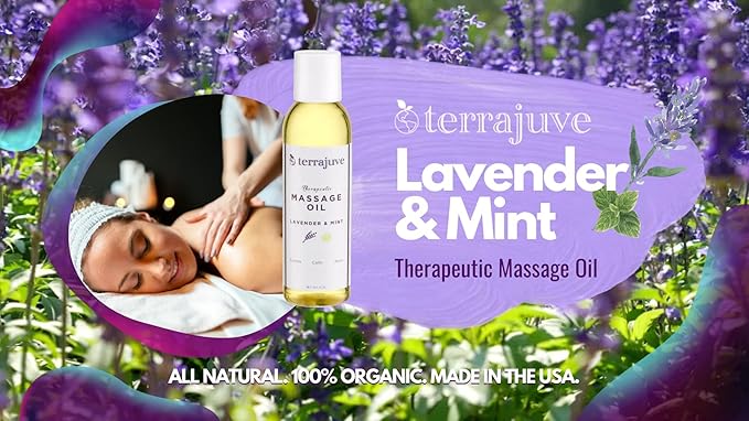 Aromatherapy Eucalyptus and Spearmint, Floral and Fruity, & Lavender and Mint Massage Oils Set Wrapped in Organza Bag, Pure, Organic, All Natural, Made in USA… (Lavender Mint)